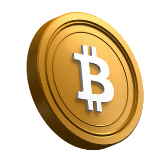 Bitcoin (BTC) Moneta inclinata nella sezione hero del design