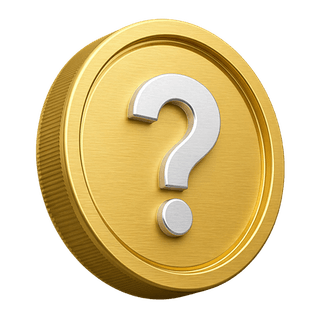 Moneta dorata 3D decorativa con simbolo del punto interrogativo, nella pagina delle FAQ